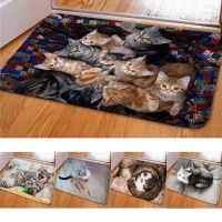 Door Mat Anti-slip 3D Velvet Cat Dog Pattern Floor Mat for Bedroom Door Kitchen Toilet Doormat