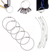 5Pcs EDC Stainless steel gadget rope cable loop outdoor keychain ring key keyring wire luggage tag screw lock circle camp