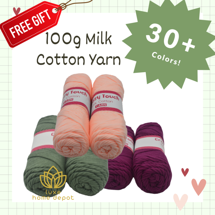 100g Milk Cotton Yarn 8 Ply Solid Color Crochet Thread Yarn for