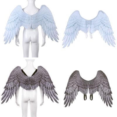 Kids Halloween Black White Non Woven Feathers Angel Evil Cosplay Costume Mardi Gras Pretend Play Dress Up Accessory