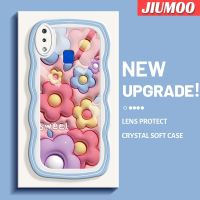 เคส JIUMOO สำหรับ VIVO Y91 Y91i เคส Y95ลายการ์ตูน3D ดอกไม้ลูกอมดีไซน์ใหม่ขอบคลื่นแฟชั่นแบบเรียบง่ายเคสโทรศัพท์แบบใสนิ่มป้องกันกล้องปลอกซิลิโคนเคสโปร่งใสกันกระแทก