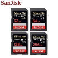 100% Sandisk Extreme โปรการ์ดความจำ256GB 128GB 64GB สูงสุดการ์ดความจำ170MB/S การ์ด SD คลาส10 U3 32GB 95เมกะไบต์/วินาทีสำหรับกล้อง