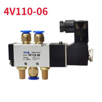 4V110-06 5 Way 2ตำแหน่ง18 "นิวเมติก Solenoid V Alve DC 24โวลต์ DC 12โวลต์ AC 110โวลต์ AC220V ที่มี4มิลลิเมตร6มิลลิเมตร8มิลลิเมตร4V110-06B 24โวลต์ท่อที่เหมาะสม