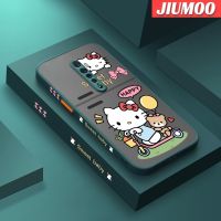 เคส JIUMOO สำหรับ OPPO Reno 2 Reno 2F Reno 2Z Reno2 F Reno2 Z ลายการ์ตูนแฮปปี้ฮัลโหลคิตตี้บางขอบสี่เหลี่ยมด้านข้างดีไซน์ใหม่มีน้ำค้างแข็งโปร่งใสกันกระแทกเคสมือถือแข็งปลอกซิลิโคนคลุมทั้งหมดกล้องป้องกันนุ่ม