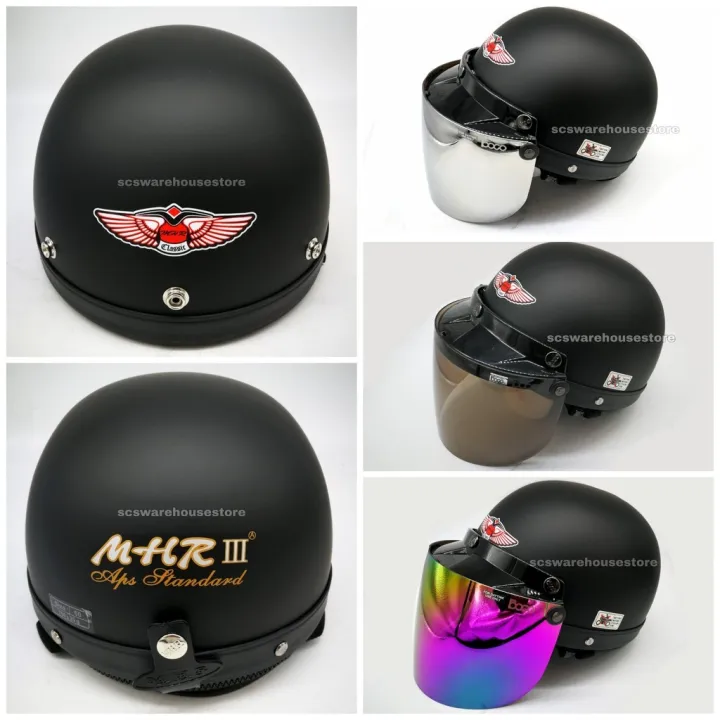 MHR 3 MATT BLACK / MHR half Cut Helmet Lazada