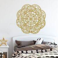 (สติ๊กเกอร์และรูปลอกผนัง) Mandala Boho Dinding Bohemian Dekorasi Vinyl Stiker Dekorasi Rumah Boho ภาพจิตรกรรมฝาผนัง Kamar Tidur Maroko Pola Studio สติกเกอร์ LL7