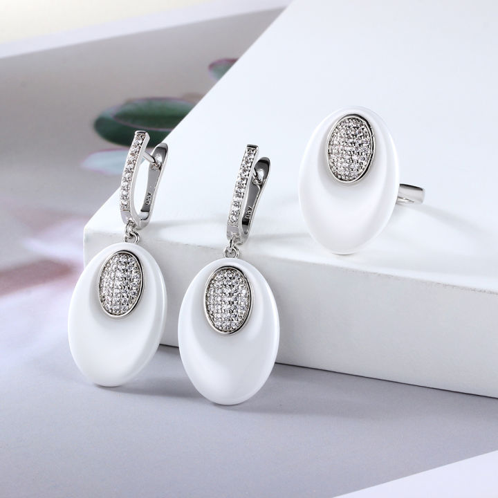 2021-trend-fashion-ceramic-jewelry-set-for-women-rhinestone-earrings-ceramic-rings-set-for-women
