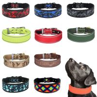 ♗ Nylon Dog Collar Reflective Pet Dogs Collars Breathable Padded Striped Pitbull German Shepherd Medium Large Dogs Collar S M L