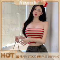 hanshi [2023 new HOT FASHION] lazlook ฤดูร้อนลายถักผู้หญิงผู้หญิงเซ็กซี่แขนเสื้อรัดรูป Slim Crop TOP