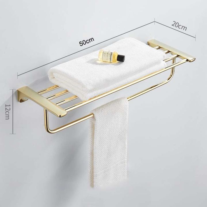 ที่เก็บของในห้องน้ำแบบหนาสีทอง-ชั้นวางผ้าขนหนู-กล่องสบู่-ชั้นวางกระดาษชำระ