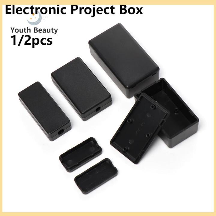 1-2pcs-ร้อน-พลาสติก-abs-สีดำ-diy-กล่องใส่ของ-กล่องโครงการอิเล็กทรอนิกส์-โครงการฝาครอบกันน้ำ-กล่องใส่เครื่องมือ