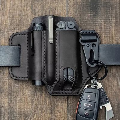 【LZ】❄❦  Tactical Knife Tool Belt Holster saco de bolso de couro portátil cintura titular LGerman chaves de fenda armazenamento Multi Hunting