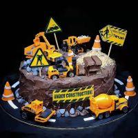 1set Construction Type Excavator Bulldozer Toppers for Boys Birthday Decorations Supply