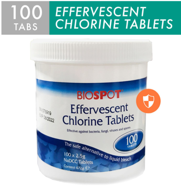 100 tabs BIOSPOT Effervescent Chlorine Tablets 2.5g NaDCC Lazada