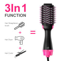 CIICII 3 in 1 Hair Dryer Brush Adjustable Salon Negative Ionic Hair Comb Blow Dryer Straightener &amp; Curler For Women Hair Styler