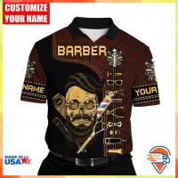 Barbers customize shirts, hairdressers 3D print Polo mens clothing brand new{plenty}