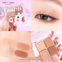 อายแชโดว์ 4 สี นีคาร่า มอนสเตอร์ NEE CARA MONSTER N1965-01 เบอร์ 01 อายแชโดว์ โทนสีน้ำตาลเนื้อแมท และเนื้อชิมเมอร์ สีสวย แน่นชัด ติดทน