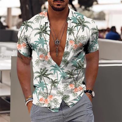 เสื้อฮาวายสำหรับผู้ชายวันหยุดเข้ารูปพอดีเสื้อเข้ายิมเสื้อ Y2k แฟชั่นลำลองเข้าสังคมลายดอกไม้หรูหรา