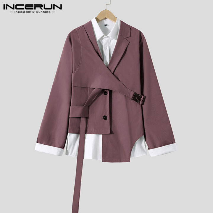 ๑-hnf531-korean-style-incerun-mens-long-sleeve-blazer-hippy-fashion-outwear-cardigan-jackets-casual-plain-coat