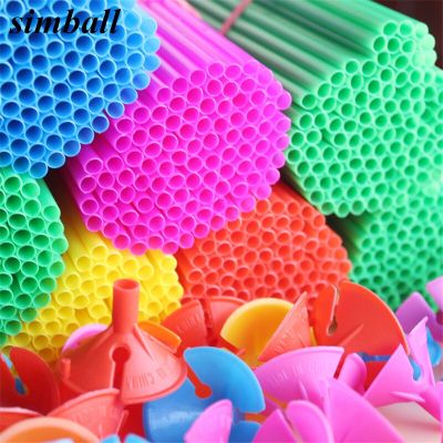 20 Sets 40cm Latex Balloons Stick Multicolor PVC Rods Balloon Holder Sticks with Cup Party Supplies Party Decoration Accessories Balloons