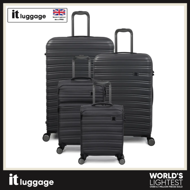 IT Luggage Fusional Warm Charcoal Hard Case Anti Theft zippers Luggage