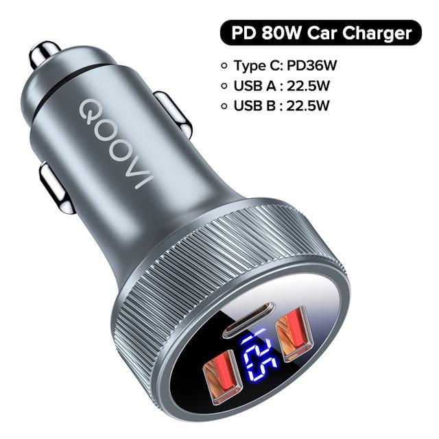 qoovi-80w-ที่ชาร์จแบตในรถ-usb-ชนิด-c-พอร์ตคู่ที่ชาร์จโทรศัพท์-usb-pd-ตัวชาร์จไฟสำหรับ-iphone-เร็ว13-xiaomi-samsung-ไอแพดแล็ปท็อป