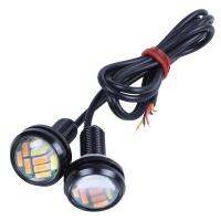 2 Pcs 12V 23Mm สี Dual Switchback 4014 12 Led ดีอาร์วายตาเหยี่ยวแสงไฟกลางวัน