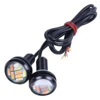 2 Pcs 12V 23Mm Dual Color Switchback 4014 12 Led Drl Eagle Eye Daytime Light