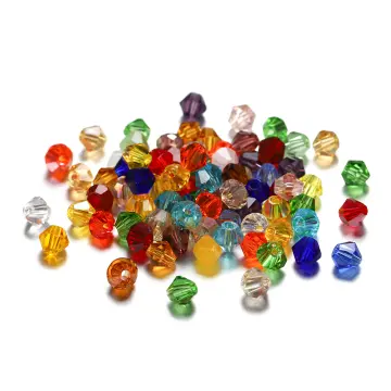 200Pcs 4mm Glass Beads Round Crystal Beads Colorful Spacer Bead