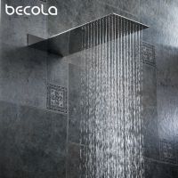 Bernicl Becola Chrome Black Bathroom Shower Nozzle Pressure Into The Wall Concealed Head Ultra Thin Stainless Steel