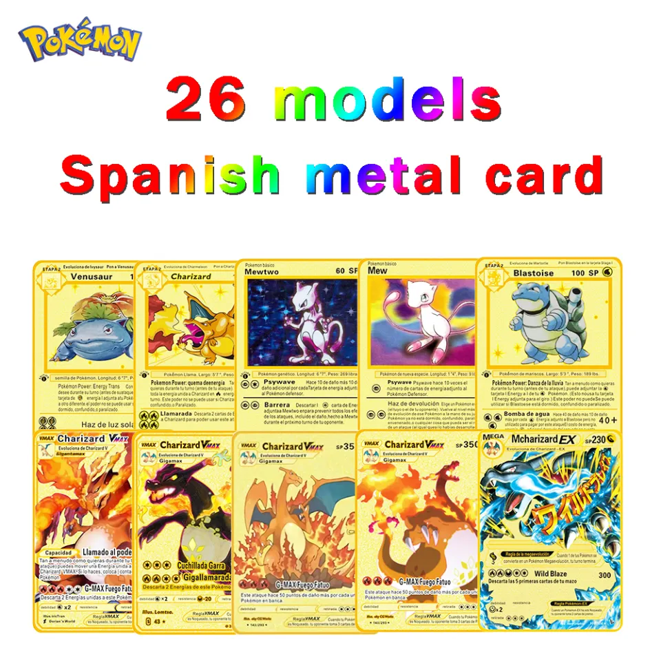 Spanish Pokemon Metal Card Vmax PIKACHU Charizard Gold Card