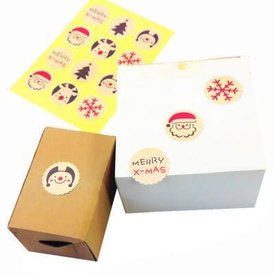 free shipping 1200pcs Cute Christmas Tree Elk Leather Sticker Baking Decoration Packaging Sealing Label Sticker Stickers Labels