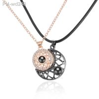 Fashion Sun Moon Heart Couple Necklace for Women Magnet Paired Pendant Chain Choker Valentine 39;s Day Lover Wedding Jewelry Gifts