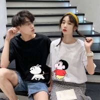 Crayon Shin-chan niche design couple short-sleeved couple summer dress蜡笔小新小众设计感情侣装短袖情侣装夏装ins超火港风T恤男女潮牌