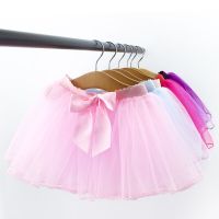 เด็ก Tutu กระโปรงบัลเล่ต์สาว Pettiskirt แสดงกระโปรง Tulle ผูกโบว์ตาข่ายกระโปรงบัลเล่ต์กระโปรงครึ่งตัว