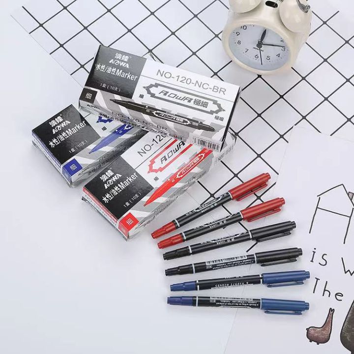 1pc Permanent Marker Pen Double-head Oily Waterproof Hook Line