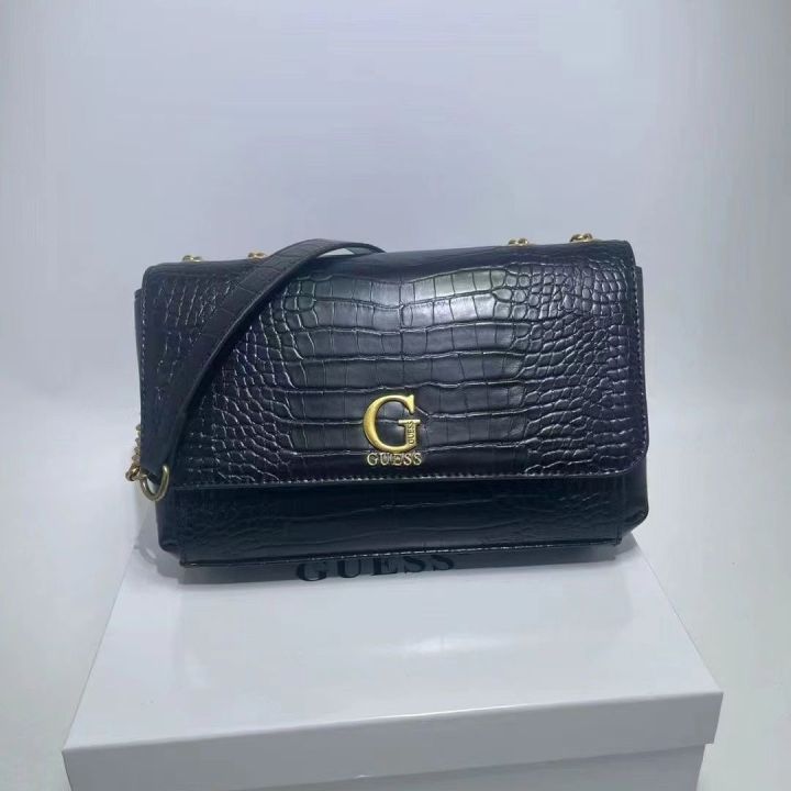 guess-new-print-splicing-chain-crocodile-pattern-cover-bag-square-bag-one-shoulder-messenger-bag