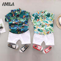 เสื้อฤดูร้อนแขนสั้น AMILA ชุดปกคลุมเสื้อเชิ้ตลายใบไม้