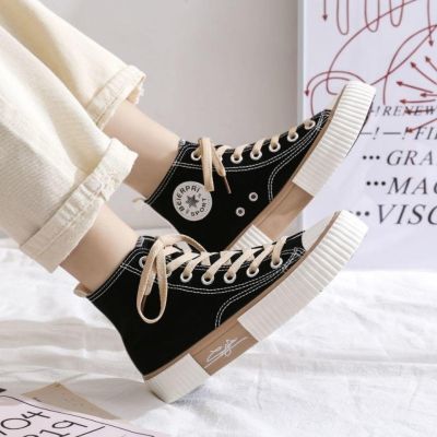 CODff51906at [Ready Stock Real Shot] High-Top Canvas Shoes Women Biscuit Super Hot Spring New Style Korean Version All-Match
