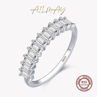 Ailmay 100% 925เงินสเตอร์ลิงแฟชั่น Emerald Cut สี่เหลี่ยมผืนผ้า AAAAA แหวน CZ สำหรับผู้หญิงหมั้นเครื่องประดับ