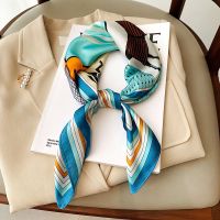 silk scarf womens spring and autumn new temperament striped square scarf 70cm professional stewardess scarf