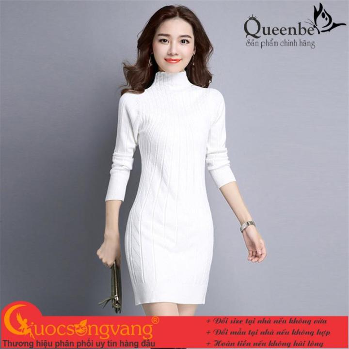 Váy đầm ôm váy đầm len trắng dáng ôm Queenbe GLV061 | Lazada.vn