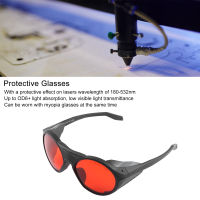 แว่นตาป้องกันแสงเลเซอร์แว่นตานิรภัยวัสดุ PC คุณภาพสูงพร้อมผ้าเช็ดแว่นสำหรับป้องกัน UV สีน้ำเงินสีแดง