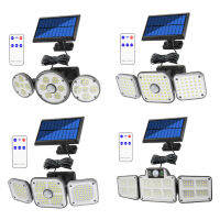 8186LED Solar Street Lights 2 in 1 LED Wall-Mounted Stake Solar Light 4 Head Motion Sensor Outdoor Lamp