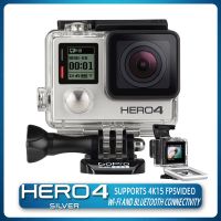 Gopro Hero 4สีเงิน4K การเชื่อมต่อกล้องแอคชั่น Wifi แบบ Ultra HD หมวกนิรภัยติดกล้องติดตั้งกล้องกลางแจ้ง