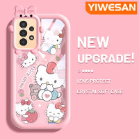 YIWESAN เคสปลอกสำหรับ Samsung A13 5G ลายการ์ตูนน่ารักเฮลโลคิตตี้แฟชั่นใหม่กันกระแทกเคสโทรศัพท์โปร่งใส A04s ปิศาจน้อยน่ารักเคสซิลิโคนนิ่ม