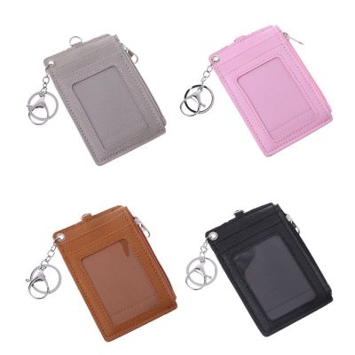 hot！【DT】☏◆  THINKTHENDO Leather Business ID Card Credit Badge Holder Coin Purse Wallet Keychain