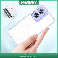 HANNEY สำหรับ OPPO A98 A38 A17 A17K A96 A76 A36 A16 A16S A57 A77 2022 RENO 10 8 7 Pro 4G 5G เคสโทรศัพท์ที่ถอดออกได้ 3in1 สีสันโปร่งใสนุ่ม TPU + PC กล้องป้องกันกันกระแทกฝาหลังปลอก PD-01