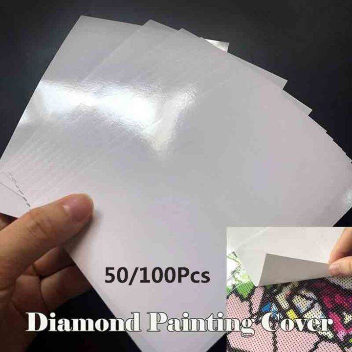 bqgbg63511กันน้ำมัน50-100ชิ้นฝาครอบภาพวาดเพชรกระดาษสำหรับเปลี่ยนกันสกปรกกันฝุ่นไม่ติดอุปกรณ์งานปักครอสติชปล่อยกระดาษ