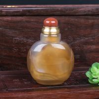 High-end Original Natural agate snuff bottle purely handmade 5CM high small capacity essential oil bottle 2-4ML folk handicraft